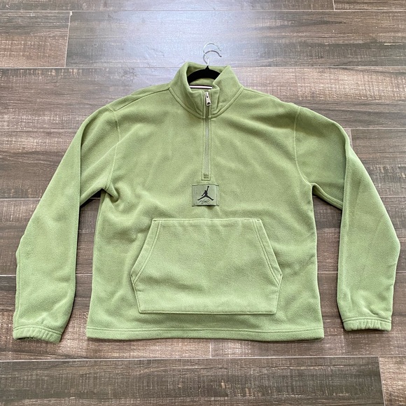 NEW Jordan Mens Medium Winterized Fleece Half-Zip - Light Olive (FD7863-340) - Picture 3 of 7